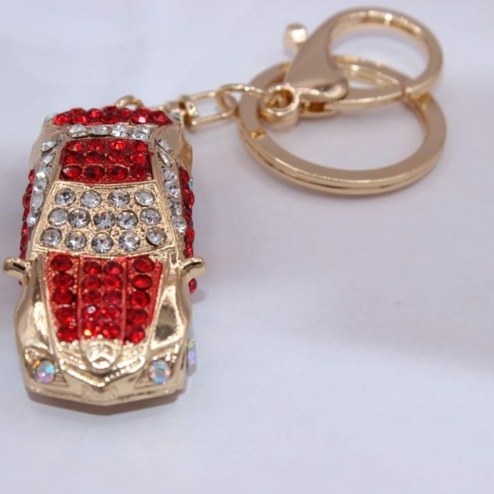 Fashion keychain car style multi-stones